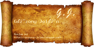 Gózony Jolán névjegykártya