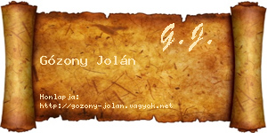 Gózony Jolán névjegykártya